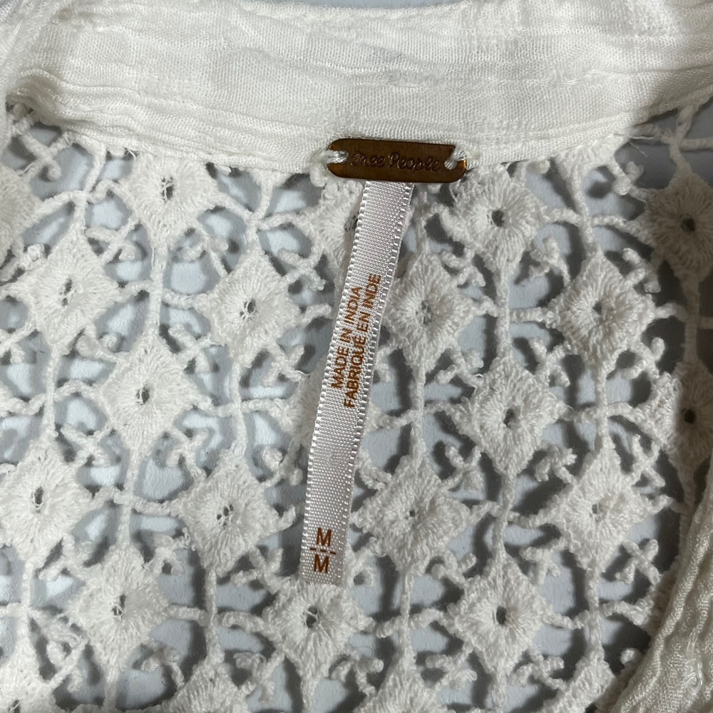 Free People Crochet Lace Renfair Button Down Top Womens Medium Ethereal Boho - Picture 6 of 13